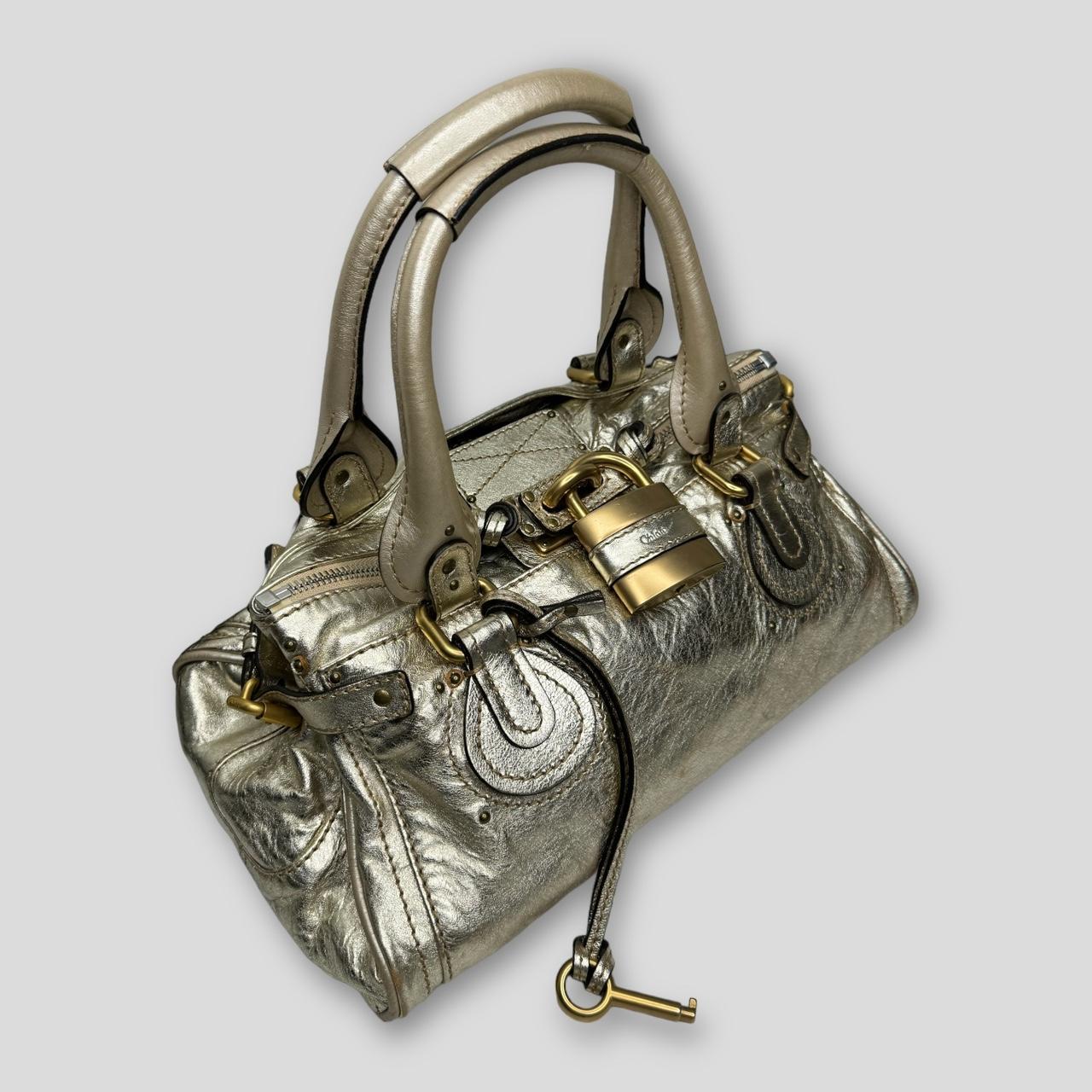 🔥 Authentic CHLOE Paddington Bag  Metallic Light Gold Color Pre-owned 🔥