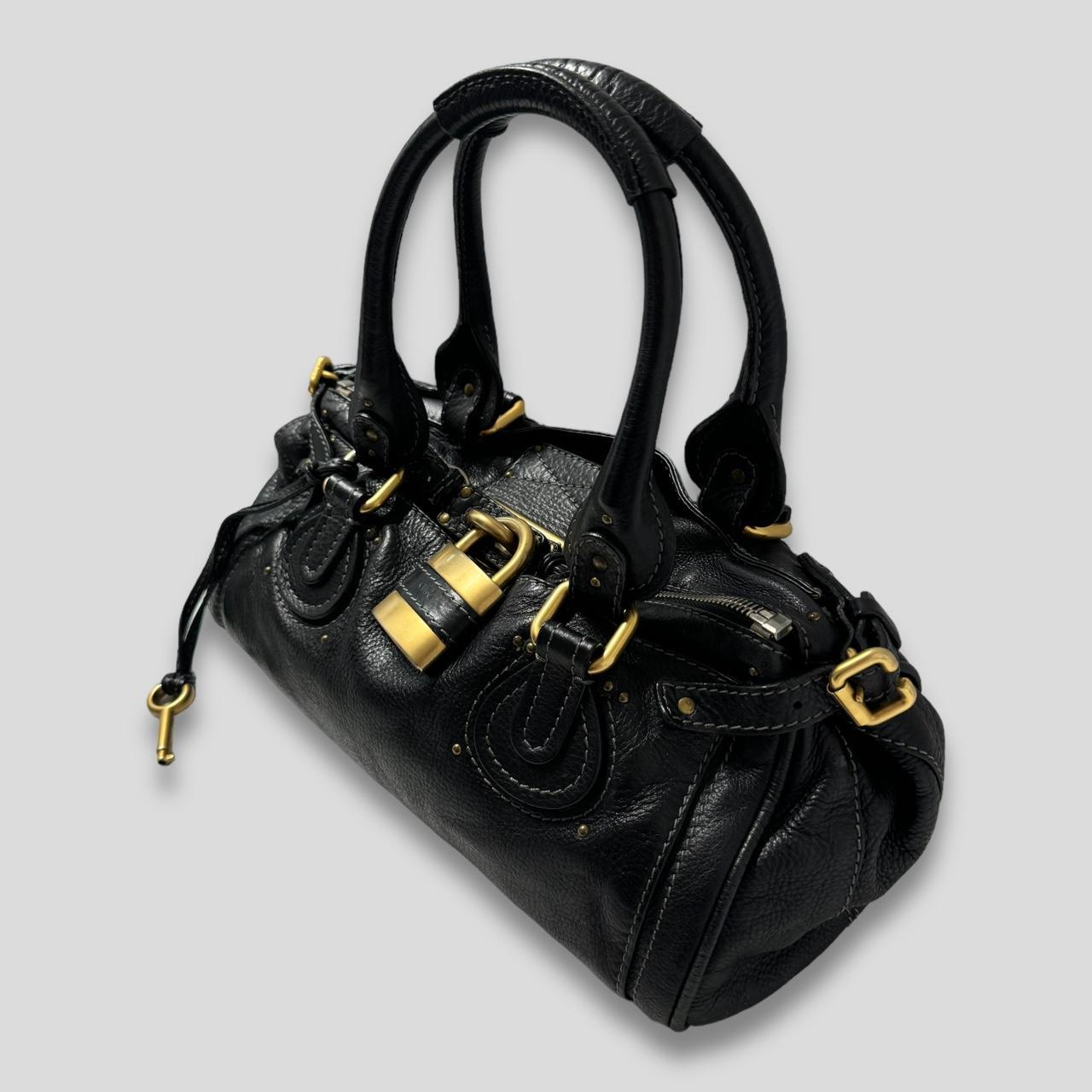 🔥 Authentic CHLOE Paddington Bag  Black Leather With Gold Lock Hardware Pre-owned 🔥